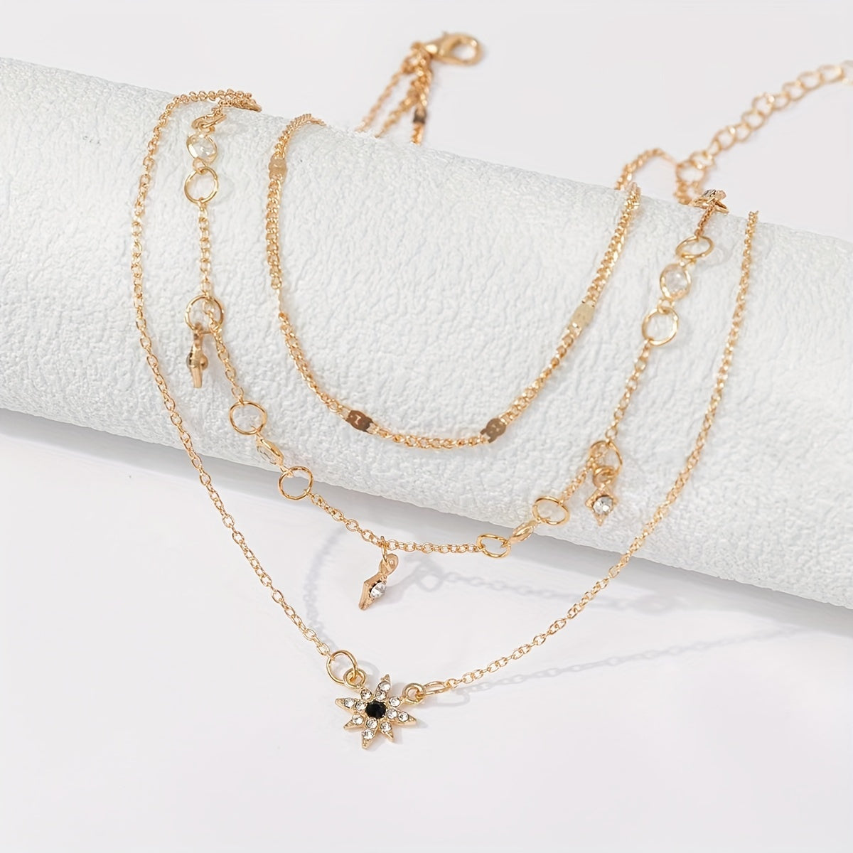 Cute Star Pendant Necklace Trendy Layered Golden Alloy Collarbone Chain Boho Jewelry For Women  for eid, ramadan