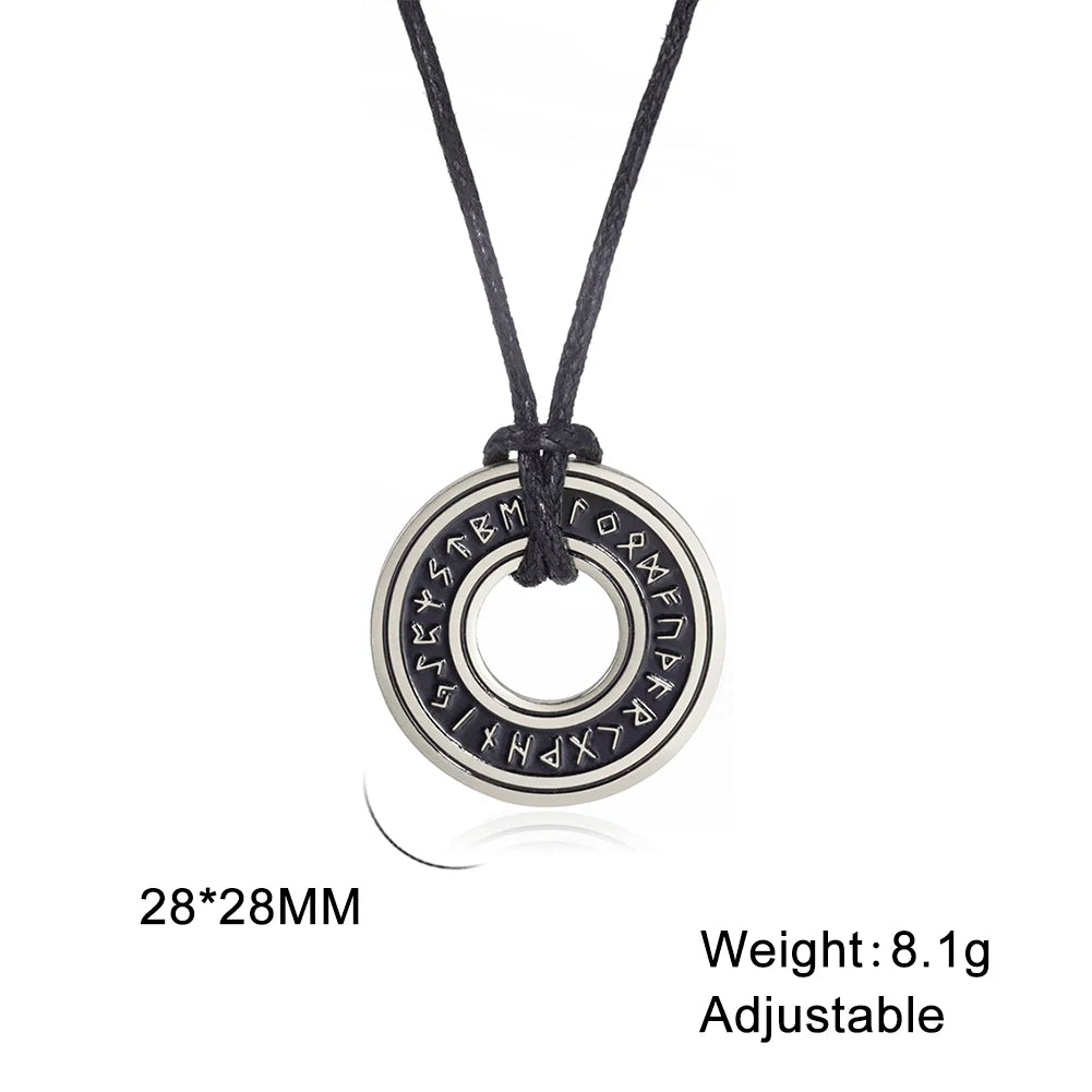 Vintage Nordic Rune Necklaces for Men Stainless Steel Norse Runes Viking Jewerly Pagan Elder Futhark Pendant Amulet Talisman