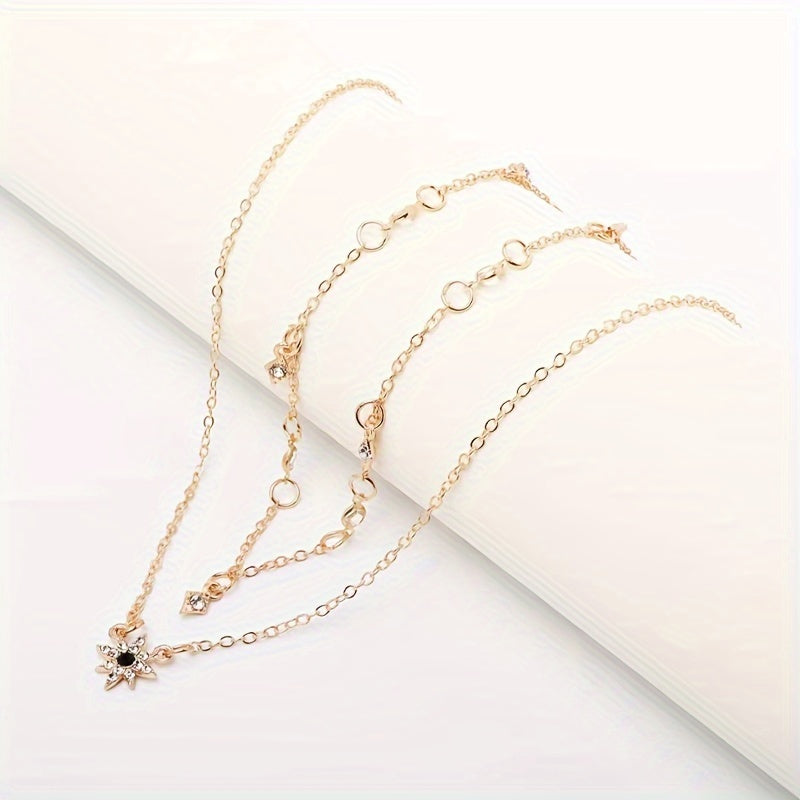 Cute Star Pendant Necklace Trendy Layered Golden Alloy Collarbone Chain Boho Jewelry For Women  for eid, ramadan